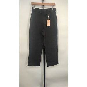 Quince Womens Organic Stretch Cotton Twill Straight Leg Cropped Black 28